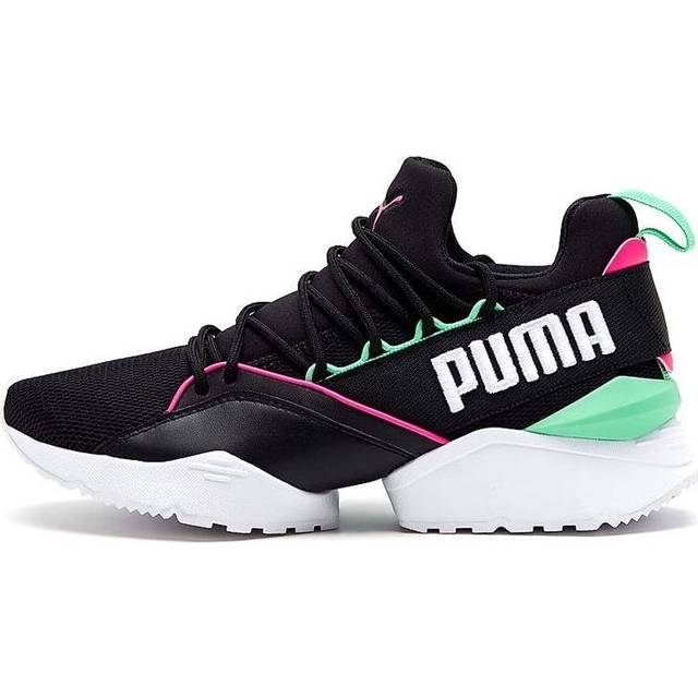 (WMNS) PUMA Muse Maia Street 1 Low-Top Running Shoes Black/Green 367355-01
