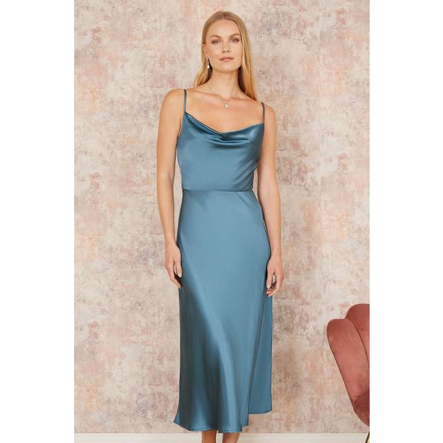 Yumi Satin Cowl Neck Dress