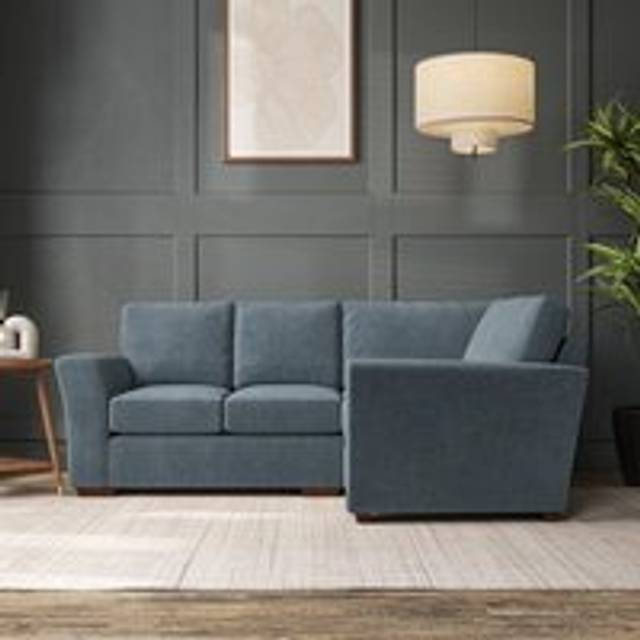 Lena Small Corner Sofa - Tonal Plush Chenille Aqua