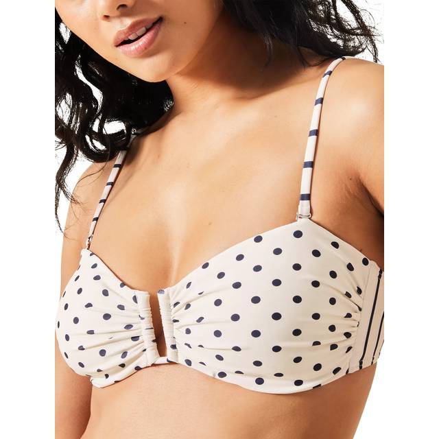 Polka Dot Bandeau Bikini Top Ivory, Size: 10 - Accessorize