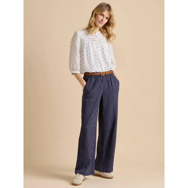 Brakeburn Stripe Wide Leg Trousers, Blue