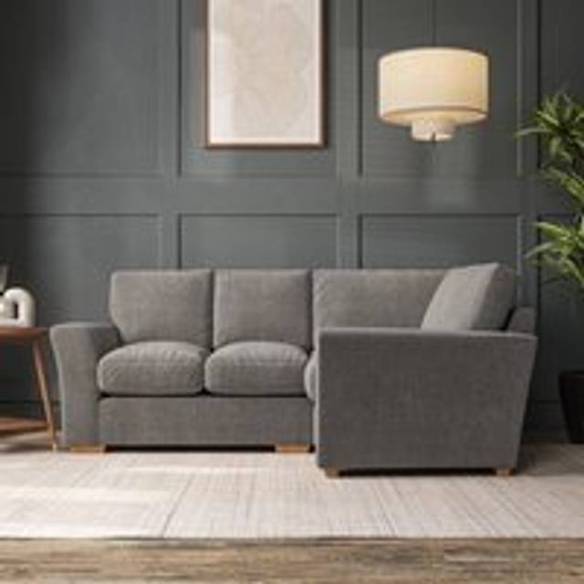 Lena Small Corner Sofa - Tonal Plush Chenille Grey