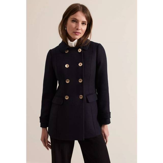 Phase Eight Petite Wool Blend Pea Coat, Navy