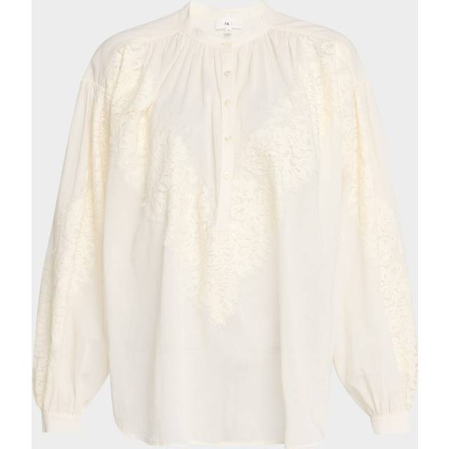 Elaine High-Neck Lace Top - CREAM - X-Large