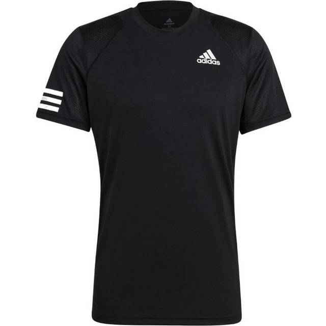 adidas Stripe Round Neck Pullover Logo Printing Solid Color Short Sleeve Black GL5403 - MULTI-COLOR