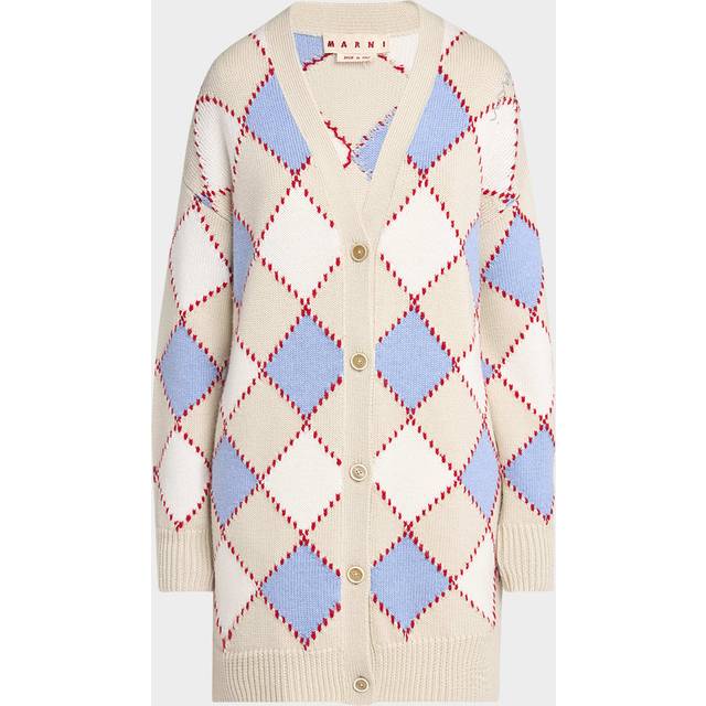 Argyle Oversized Wool Cardigan - LILYWHITE - 36 IT (0 US)
