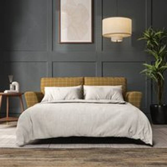 Lena 3 Seater Sofa Bed - Check Ochre