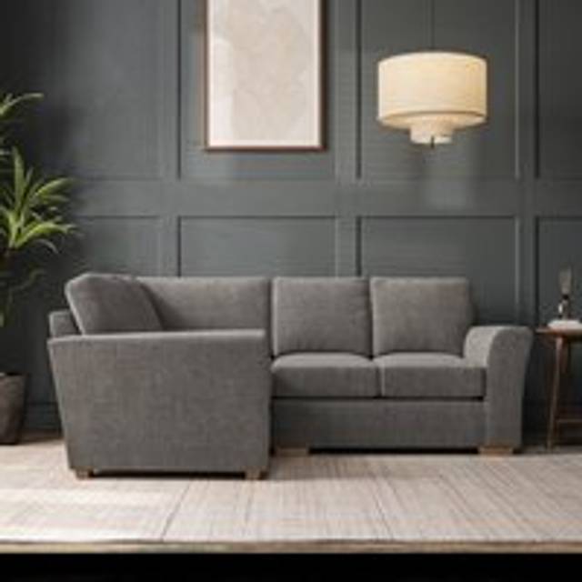 Lena Small Corner Sofa - Tonal Plush Chenille Grey