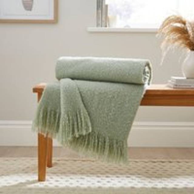 Brushed Boucle Throw Blanket - Sage