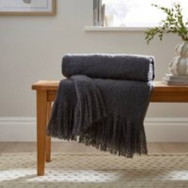 Brushed Boucle Throw Blanket - Charcoal