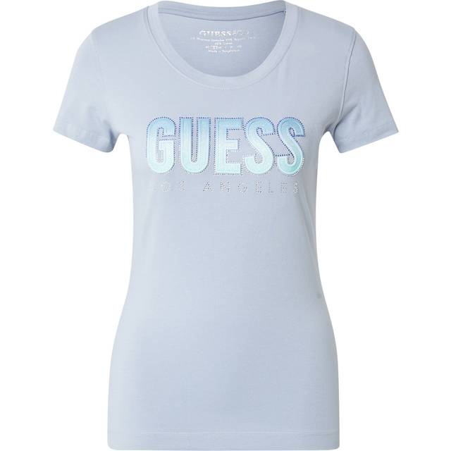 Women's round neck T-shirt with gradient glitter logo Guess - Bleu - XL