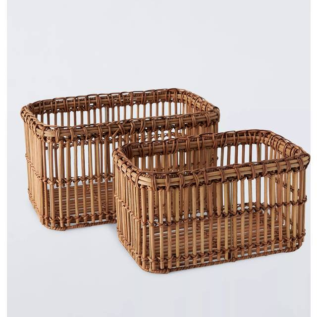 John Lewis Mid-Century Woven Rattan Storage Baskets, Set of 2