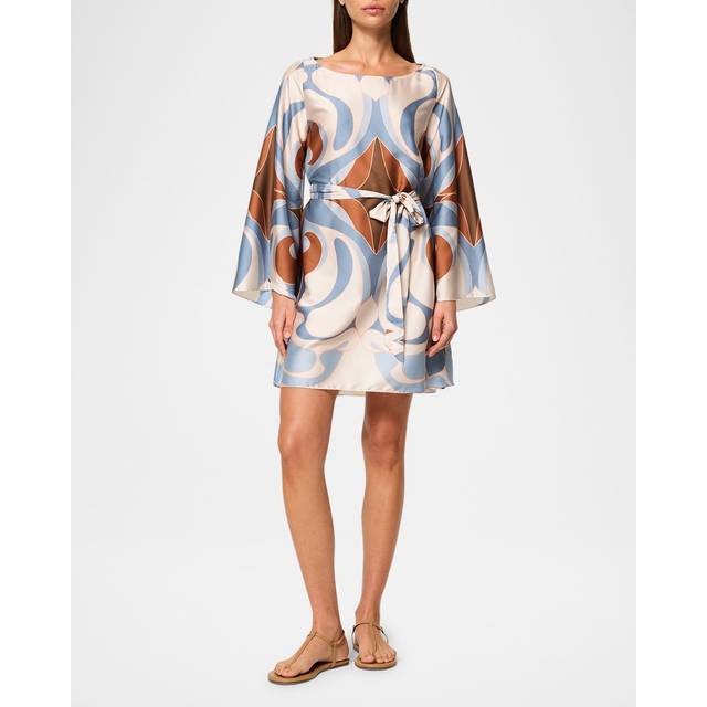 Twiggy Satin Mini Dress - THE SWANS ALL OVER - Large