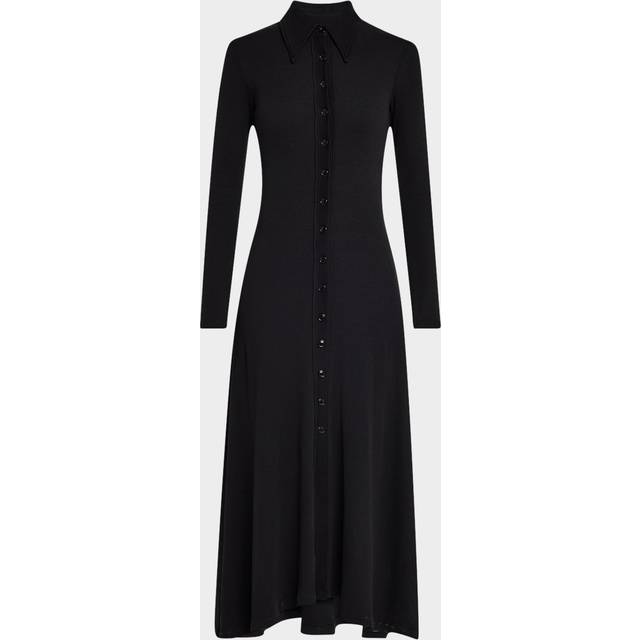 Gila Long-Sleeve Rib Polo Dress - BLACK - X-Small