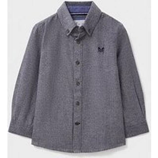 Crew Clothing Kids' Cotton Herringbone Flannel Shirt, Grey