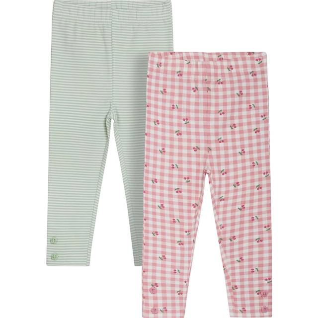 JoJo Maman Bebe Girls 2-pack Cherry Gingham Leggings - Pink, Pink, Size Age: 12-18 Months - age: 12-18 MONTHS