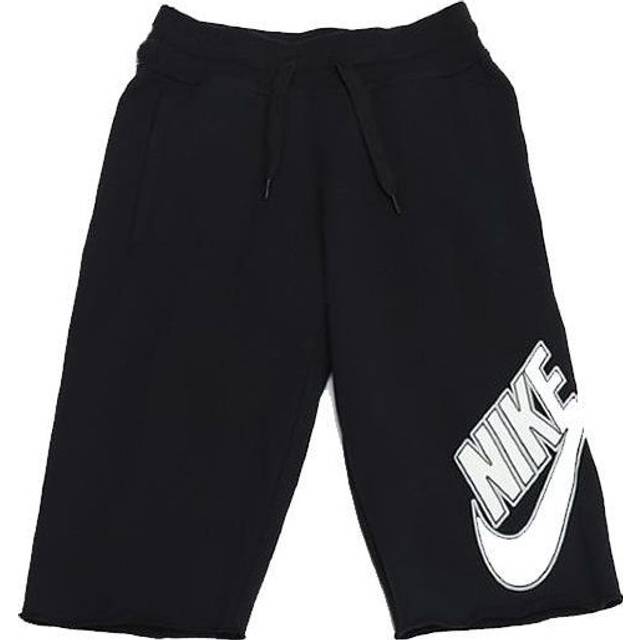 Men's Nike Logo Printing Pattern Lacing Elastic Waistband Straight Shorts Black - Default Color