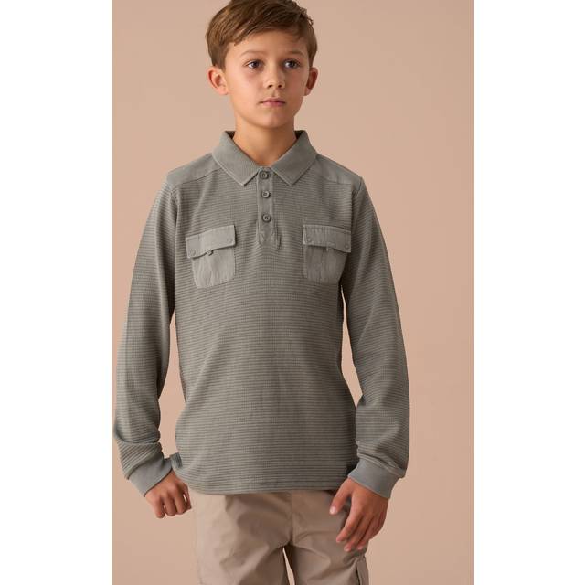 Angel & Rocket Kids' Long Sleeve Polo Top, Green