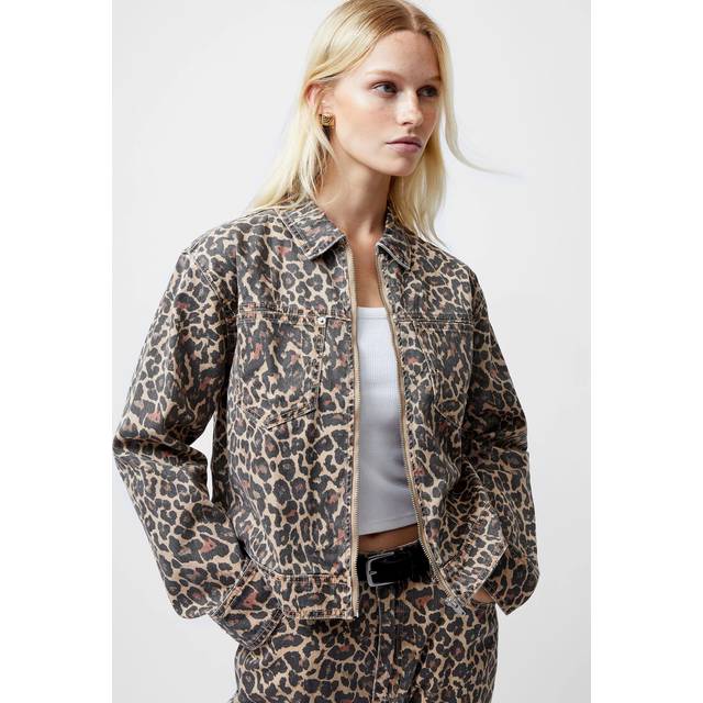 French Connection Charlie Leopard Print Denim Jacket, Sand/Multi