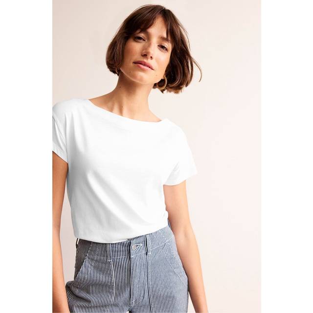 Boden Boat Neck T-Shirt, White