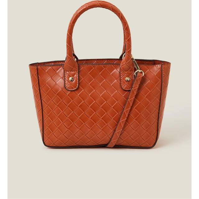 Mini Woven Faux Leather Handbag Orange - Accessorize - One Size
