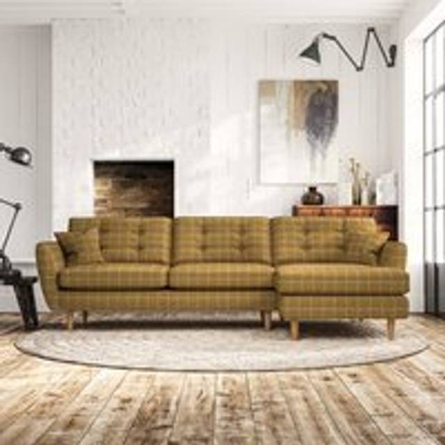 Anders 4 Seater Corner Chaise Sofa - Check Ochre