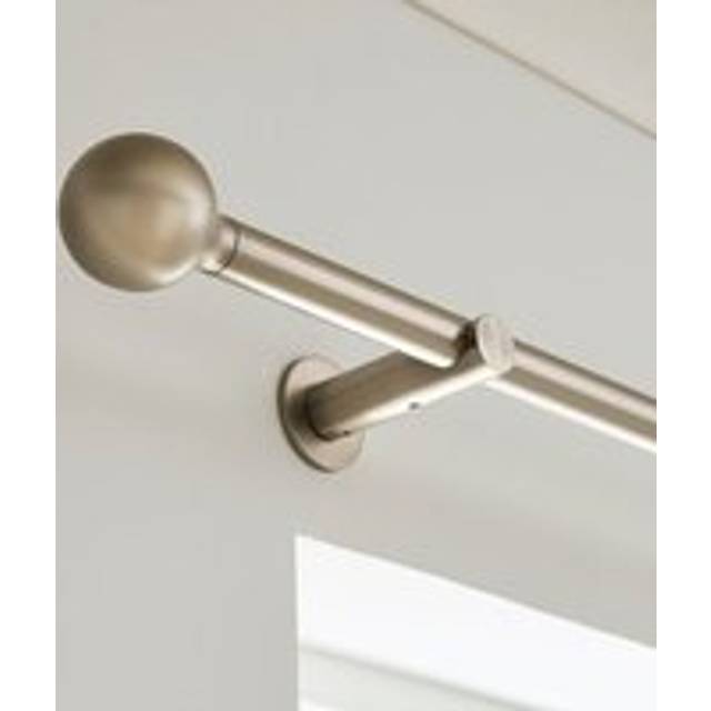 Contemporary Ball Fixed Metal Curtain Pole - Nickel