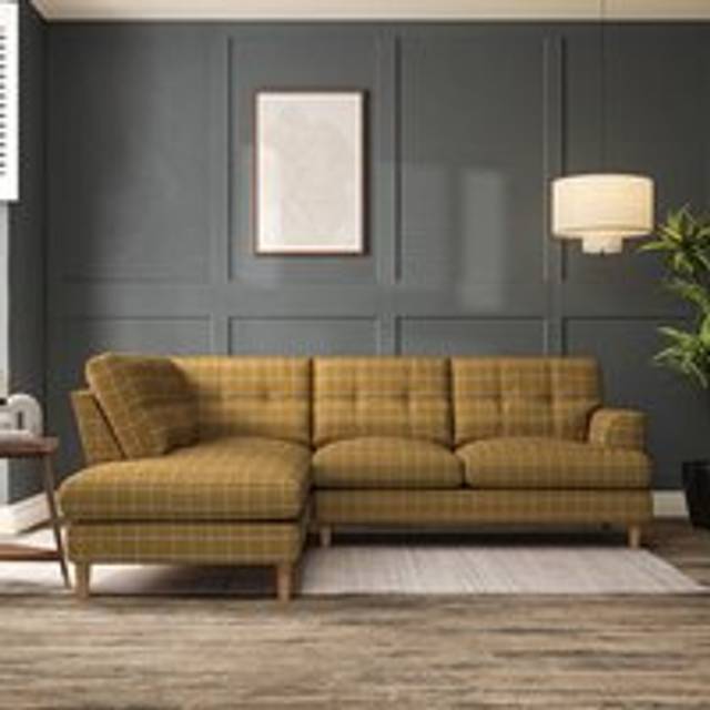 Cooper 4 Seater Corner Chaise Sofa - Check Ochre