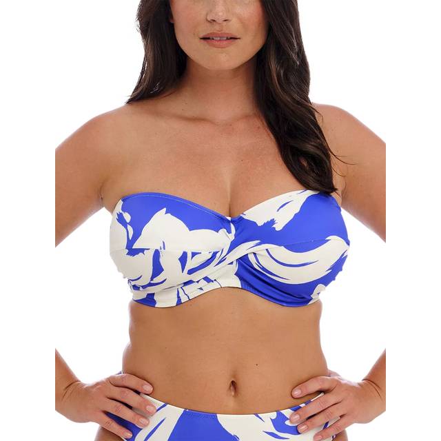 Fantasie Rabida Underwired Twist Bandeau Bikini Top - Blue/white, Blue, Size 34Dd, Women - 34DD