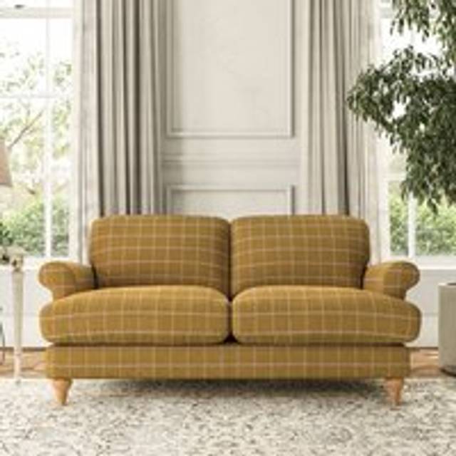 Evie Large 2 Seater Sofa - Check Ochre