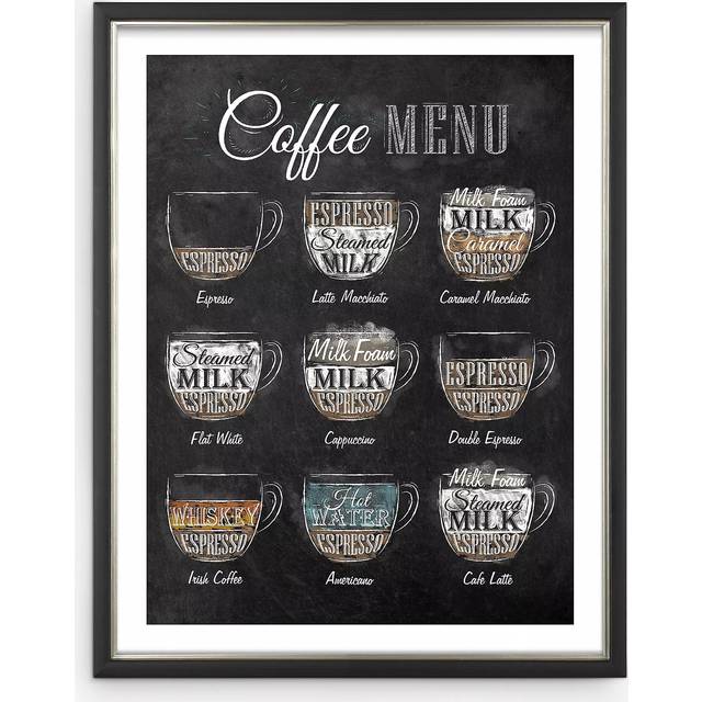 John Lewis Anna Kozlenko 'Coffee Menu' Framed Print, 38 x 30cm, Black/Multi