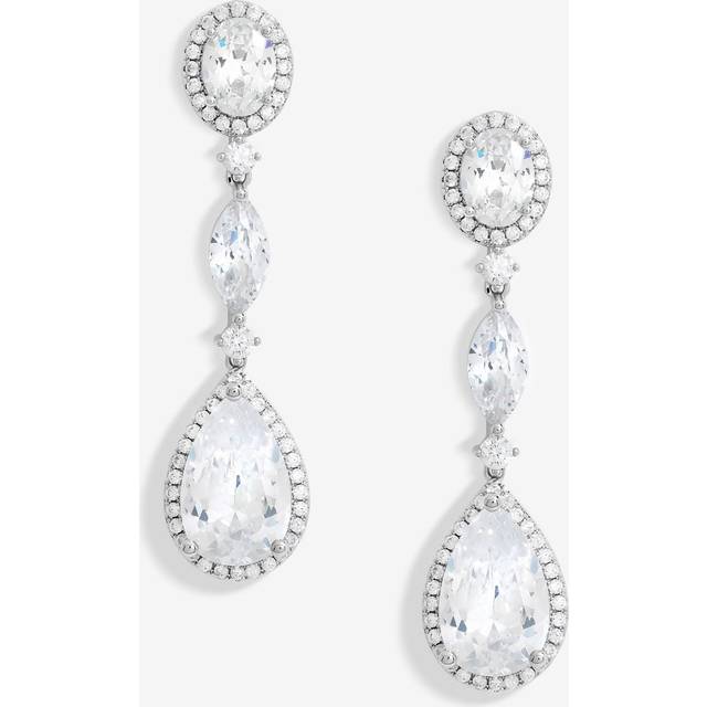Jon Richard Jon Richard Rhodium Plated Cubic Zirconia Statement Pear Drop Earrings