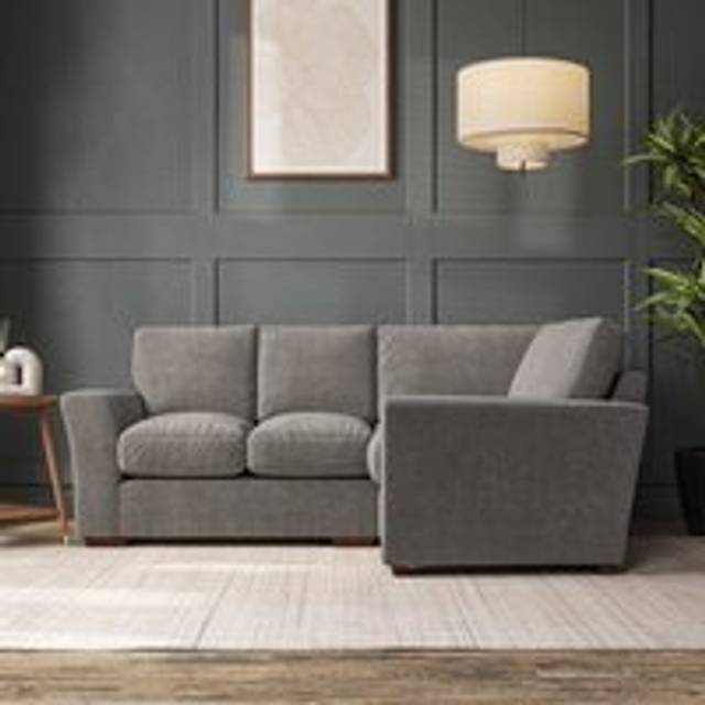 Lena Small Corner Sofa - Tonal Plush Chenille Grey