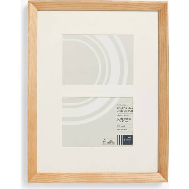 John Lewis Isla Double Photo Frame & Mount, 5 x 7" (13 x 18cm), FSC-Certified (Oak Wood)
