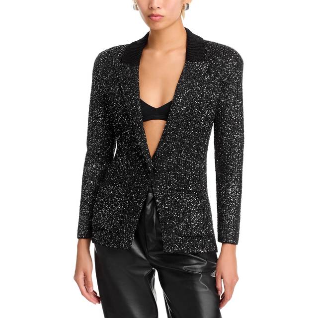 Lenora Sequin Knit Blazer - BLACKSILVER SEQUIN - Small