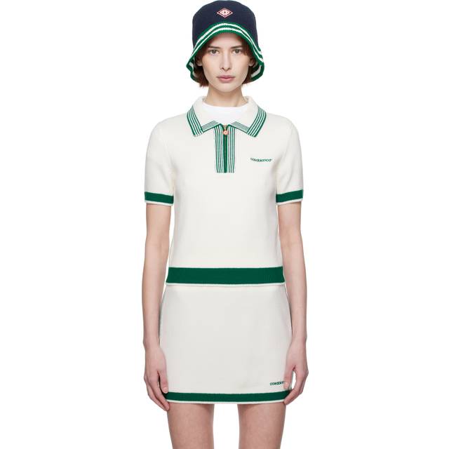 Casablanca Off-White & Green Knit Tennis Polo - White / Green - XL