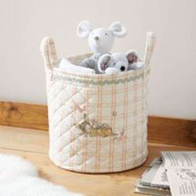 Disney Bambi Medium Round Storage Basket - Soft Textured Chenille Light Natural