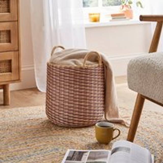 Round Woven Rattan Basket - Orchid
