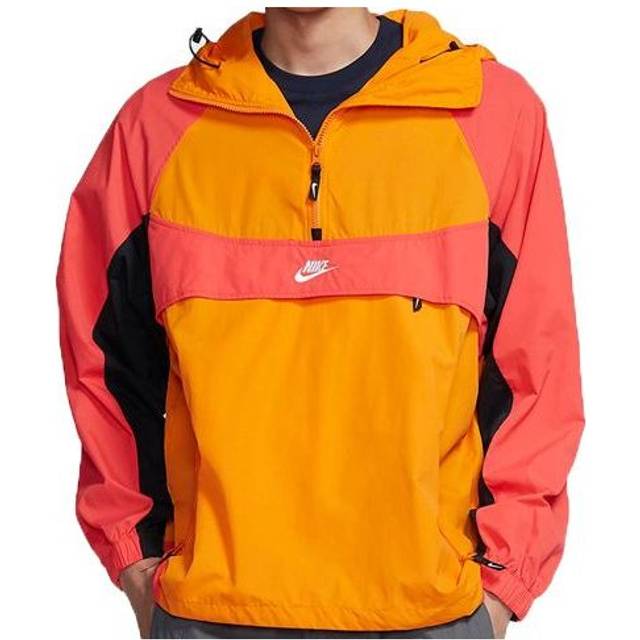 Nike Sportswear Retro Colorblock Loose Fit Half-Zip Hooded Woven Jacket Men Outerwear Orange BV5386-873 XL