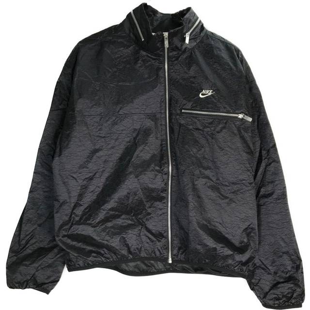 Men's Nike Solid Color Stand Collar Zipper Sports Black Jacket - MULTI-COLOR