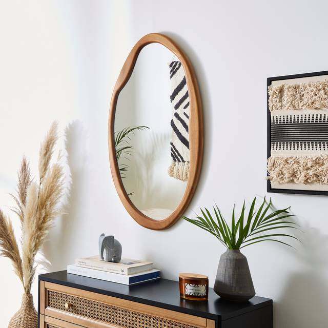 Pebble Wood Wall Mirror - Natural