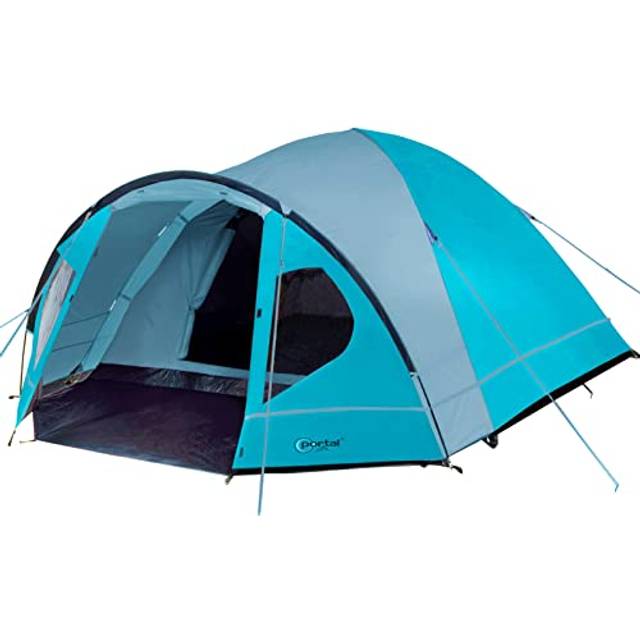 Portal 3-4 Man Tent with Porch, Camping Tent for 3 to 4 Persons with Sewn-in Groundsheet, 4000mm Waterproof Family with Bedroom, Lightweight Dome for