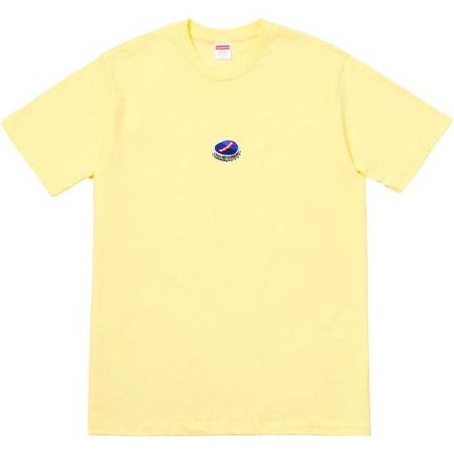 Supreme FW18 Bottle Cap Tee Pale Yellow Logo Tee SUP-FW18-032 - Light Yellow