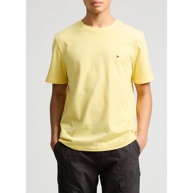 Tommy Hilfiger for man. MW0MW39995 T-shirt with yellow embroidered logo (S), Casual, Cotton, Short sleeve