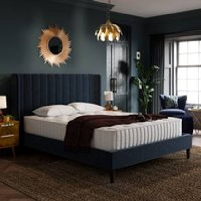 Alara Pleated Velvet Bed Frame - Navy