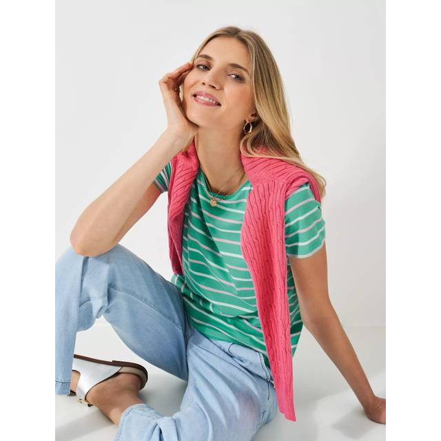 Crew Clothing Breton Stripe T-Shirt, Green/Multi