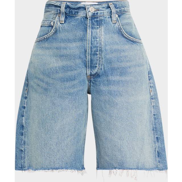 Ayla Frayed Long Denim Shorts - BABYLONIA - 29