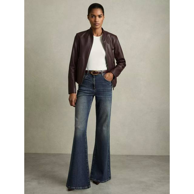 Reiss Bonnie Mid Rise Flared Jeans, Mid Blue