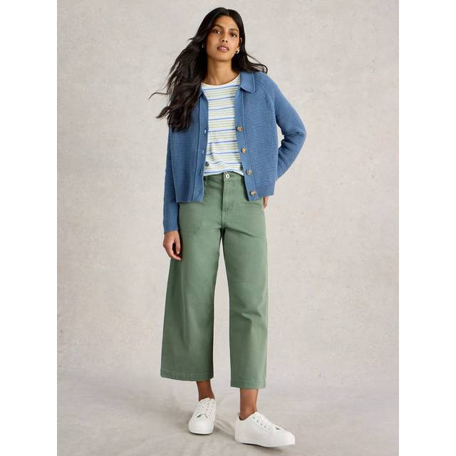 White Stuff Womens Mid Blue Chaterly Collar Cardigan - Large
