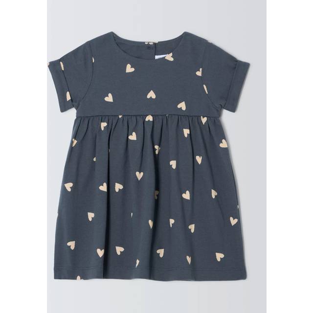 John Lewis Baby Short Sleeve Heart Print Dress, Multi